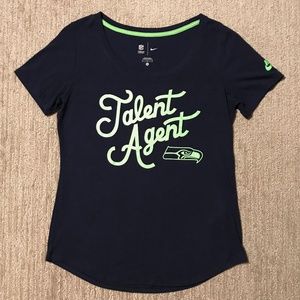 Nike Women's Seattle Seahawks Navy Talent Agent Cotton T-Shirt In Size Medium